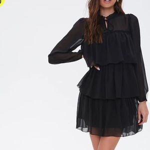 Chiffon tiered flounce mini dress